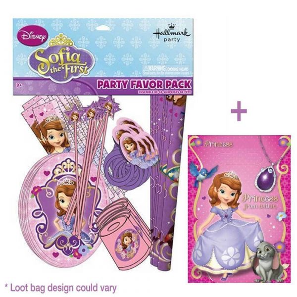 Sofia The First Birthday Party Supplies Favour Pack w/ Loot Bags Disney Princess