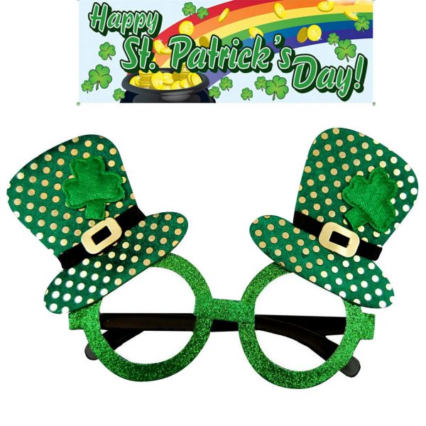 St Patrick Day Green SunstacheHat Glasses Shamrock Irish Party Patty Pats Paddy - Image 4