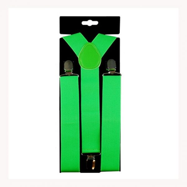 St Patrick Neon Green Suspenders Braces Irish Leprechaun Hens Party 80s Costume - Image 5