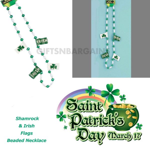 St Patrick's Day Irish Flag Beads Costume Necklace St Paddy Pats Party Jewellery - Image 3