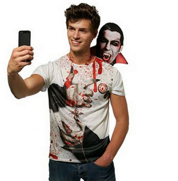 Vampire Selfie Shocker Adult Halloween Costume Bloody T-Shirt Zombie Dracula