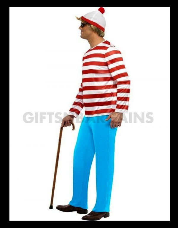 Where’s Wally Waldo Adult Costume Men’s Book Week Character Hat Top Pant Glasses - Image 3