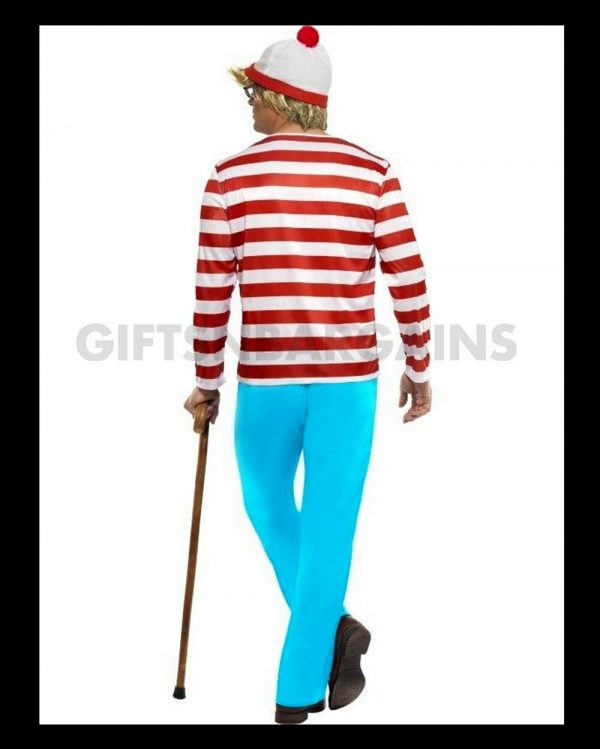 Where’s Wally Waldo Adult Costume Men’s Book Week Character Hat Top Pant Glasses - Image 4