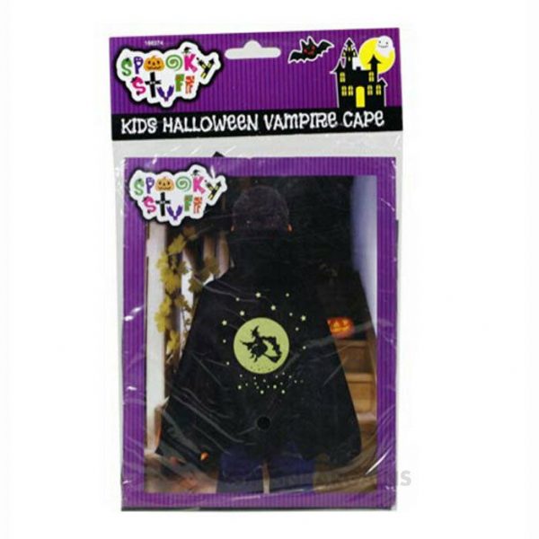 Witch Vampire Cape Spooky Stuff Kids Black Boy Girl Halloween Costume Accessory - Image 3