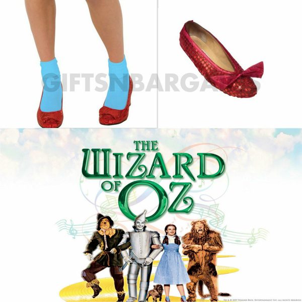 Wizard Of Oz Dorothy Ruby Red Child Girls Sequin Shoe Covers Book Week Accessory - Image 4