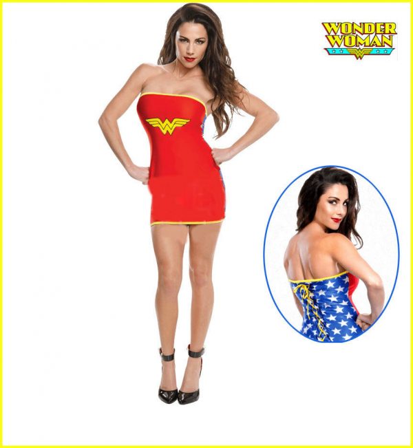 Wonder Woman Tube Dress Adult Super Heroine Costume Licensed Diana Prince S/M