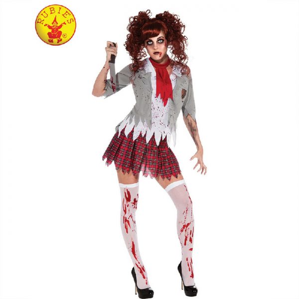 Zombie School Girl Creepy Carrie Halloween Adult Costume Deluxe Bloody Horror - Image 3