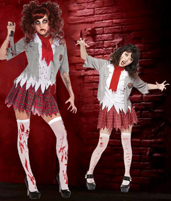 Zombie School Girl Creepy Carrie Halloween Adult Costume Deluxe Bloody Horror