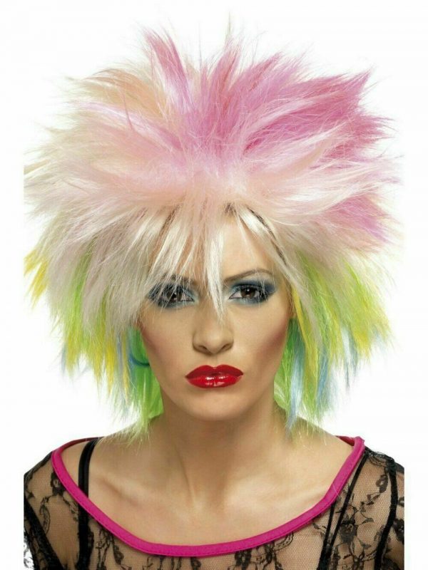 1980's Attitude Short Spiky Costume Wig Punk Pop Star Mullet Women 80s Cindy - Image 3