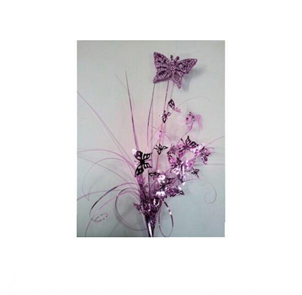 Butterfly Pink 3D glitter foam spray pick 53cm Party Decor Garden Fairy Party - Image 3