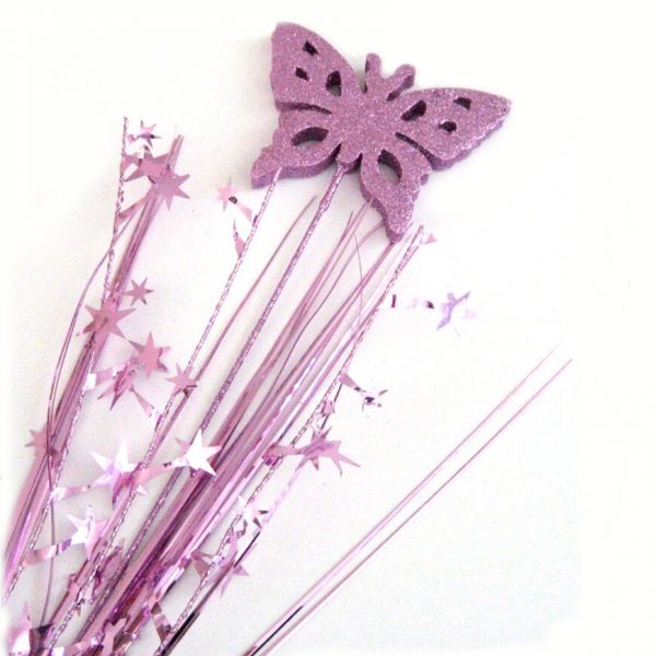 Butterfly Pink 3D glitter foam spray pick 53cm Party Decor Garden Fairy Party