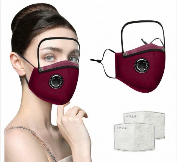 Cotton Face Mask Washable Reusable 2/5 PM2.5 Filters w Eyes Shield Anti Dust AU - Image 6