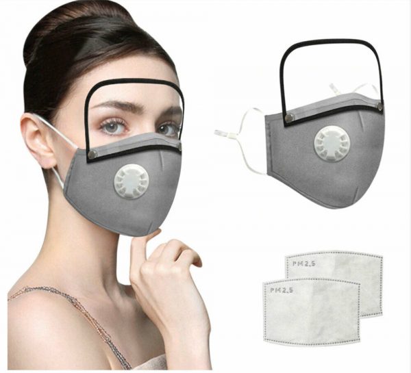 Cotton Face Mask Washable Reusable 2/5 PM2.5 Filters w Eyes Shield Anti Dust AU - Image 7