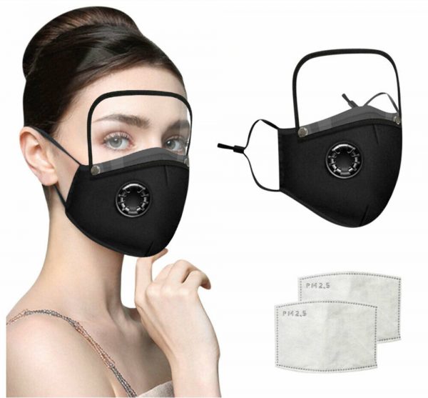 Cotton Face Mask Washable Reusable 2/5 PM2.5 Filters w Eyes Shield Anti Dust AU - Image 8