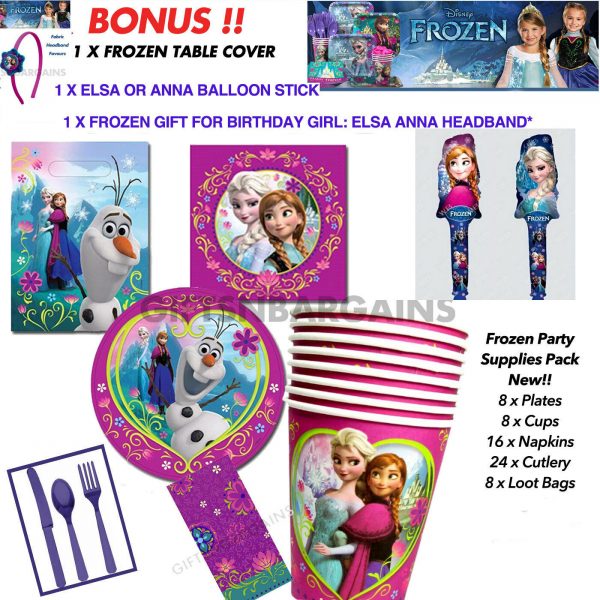 DISNEY FROZEN BIRTHDAY PARTY TABLE SUPPLIES GIRLS 64PC/BALLOON/GIFT/T.COVER