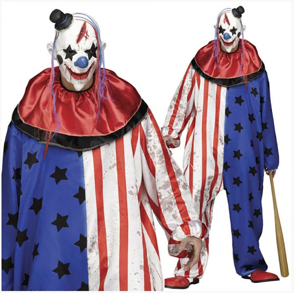 Deluxe Adult Carnival Circus Halloween Evil Scary Creepy Clown Costume Mask IT - Image 3