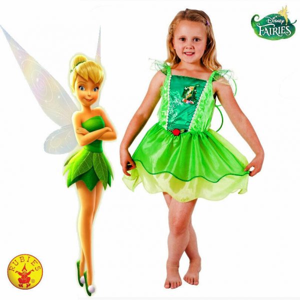 Disney Fairies Costume Girls Tinkerbell Classic Playtime Dress Wings Kids 4-6