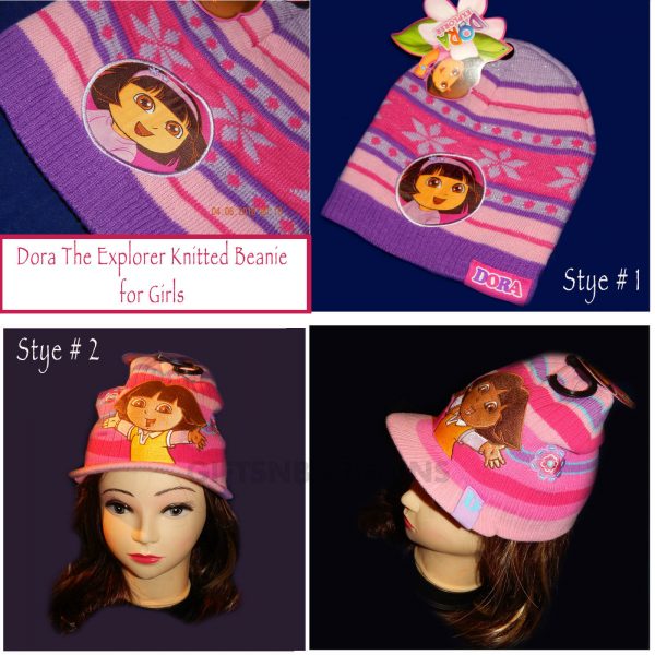 Dora The Explorer Beanie Girl Kid Knitted Pink Lilac Cap Hat 3-6 RRP 15$ License