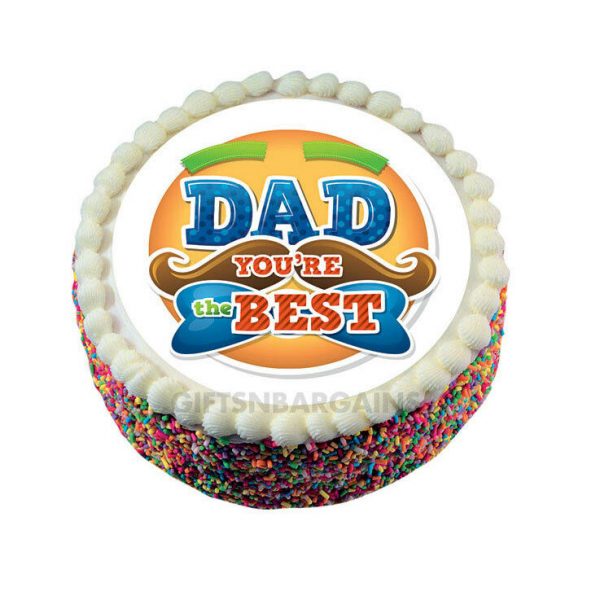 Fathers Day Cake Icing Topper Decoration Dad Professional Edible Image Round