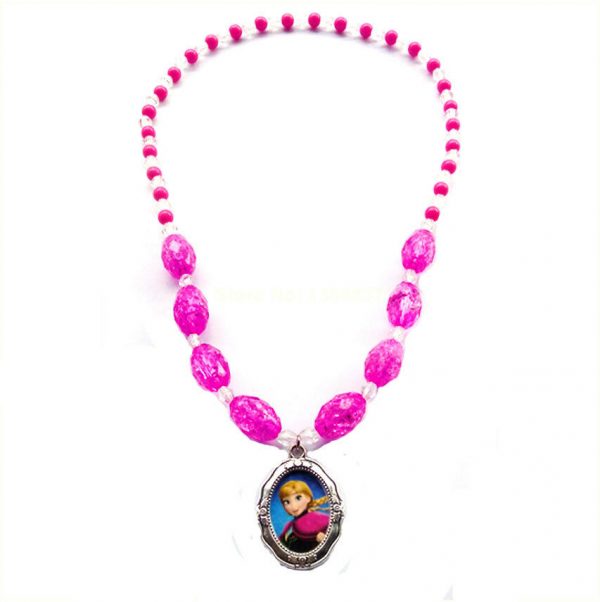 Frozen Anna Girls Necklace Beaded Chain Pink Jewellery Christmas Gift Girls Xmas - Image 4