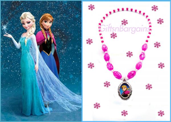 Frozen Anna Girls Necklace Beaded Chain Pink Jewellery Christmas Gift Girls Xmas