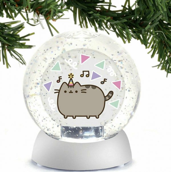 GUND Pusheen Birthday Water Dazzler Ball Globe 10cm LED Light Christmas Ornament