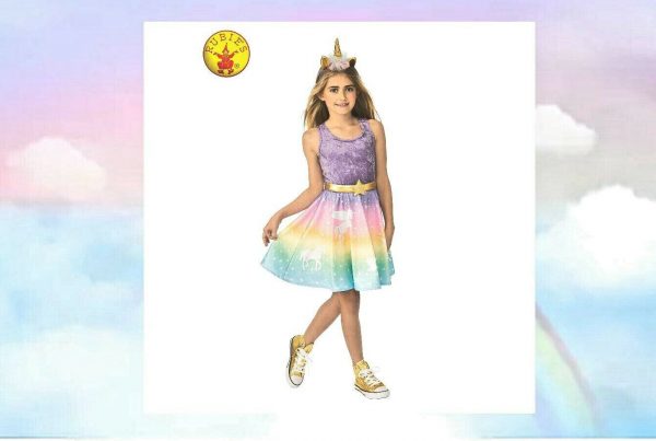 Girls Rainbow Unicorn Costume Child Book Week Animal Kids Au Rubies Fancy Dress - Image 4