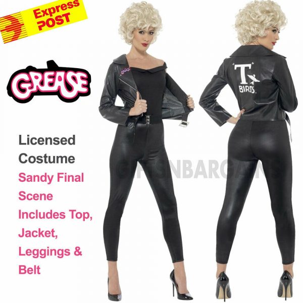 Grease 50s Sandy Final Scene Costume 1950s T-birds Black Jacket Leggings Top S:M - Image 4