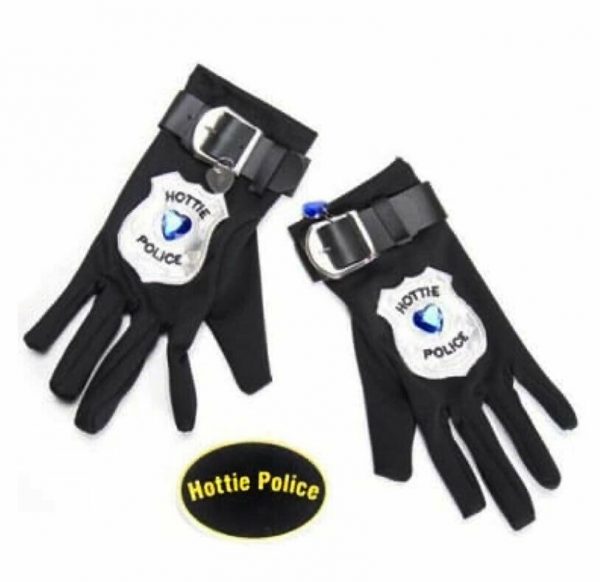 Hottie Police Gloves Badge Lady Police Officer Cop Women Law Costume Accessory