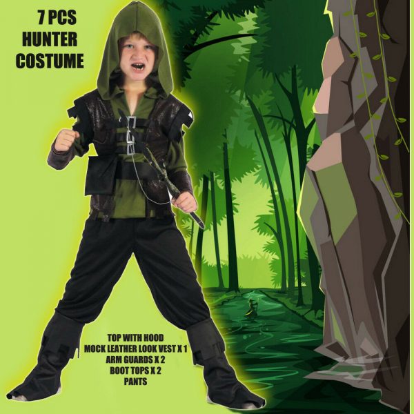 Hunter Boy Costume Snow White Huntsman Robin Hood Medieval Child Kid Book Week - Image 3