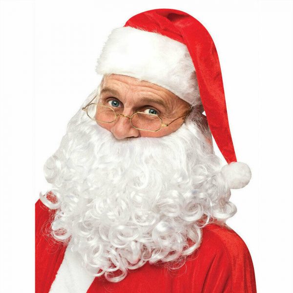 Mens Costume Christmas Instant Santa Claus Kit Wig Beard Hat Glasses Adult Delux - Image 3