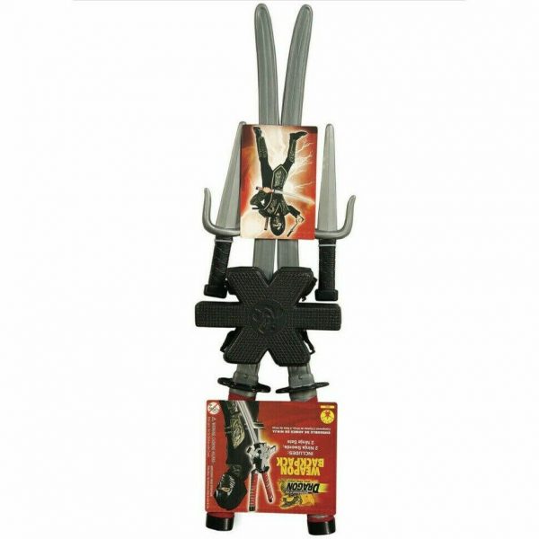 Ninja Dragon Boys Weapon Set Costume Swords Sai Daggers Backpack Kit Rubies - Image 4