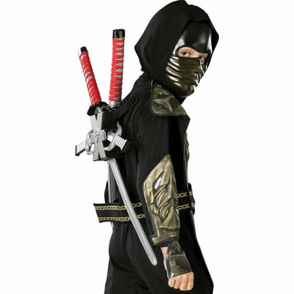 Ninja Dragon Boys Weapon Set Costume Swords Sai Daggers Backpack Kit Rubies