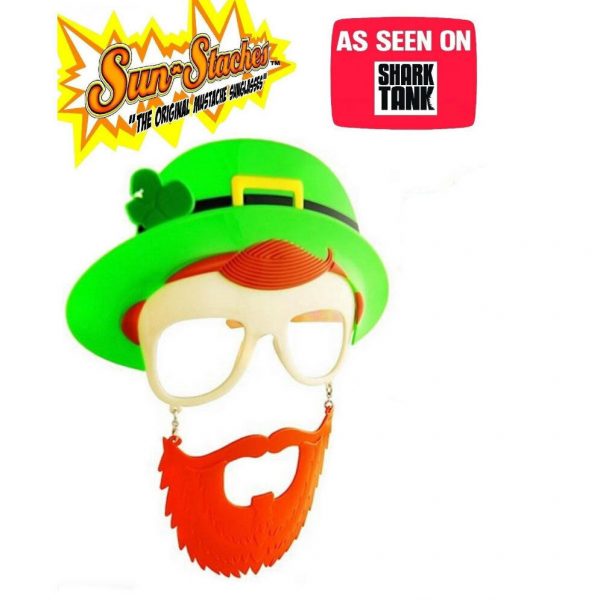 St Patrick SunStache Costume Moustache Glasses Leprechaun Irish Paddy Shamrock