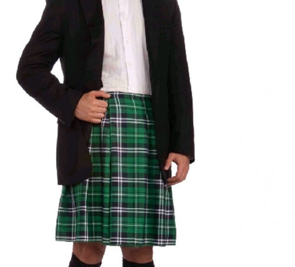 St Patrick's Day Adult Irish Costume Gentleman Kilt Green Plaid Skirt Pats XL - Image 3