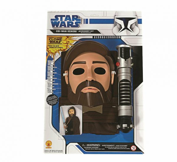 Star Wars Obi Wan Kenobi Costume Accessory Kit Boy Child Light Sabre Mask Cloak