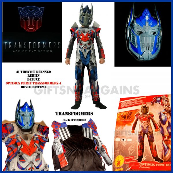 Transformers 4 Optimus Prime Dlx Movie Muscle Costume Boys S; M/L Free Gloves