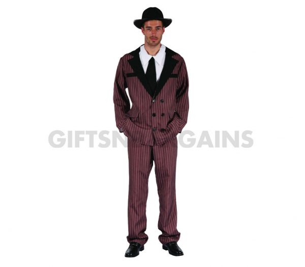 Steampunk Gangster 1920 Mob Mafia Brown PinStriped Zoot Suit Mens Costume Gatsby - Image 7