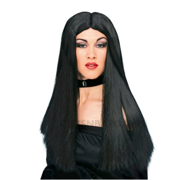 Witch Costume Wig Accessory Adult Women's Morticia Halloween Gothic Black Hair - Image 3