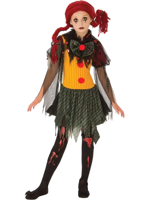 Zombie Girl Creepy Clown Child Halloween Pennywise Style Costume Size: Large for 8-10 Yrs