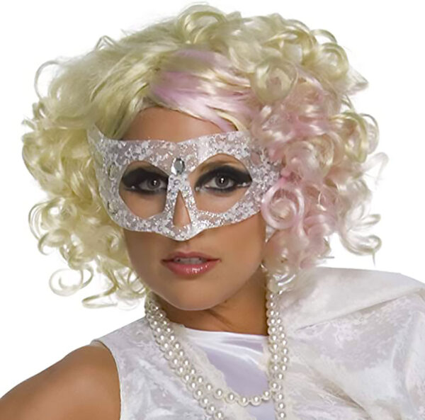 Lady Gaga Wig Celebrity Platinum Blonde Star Curly Short Costume Women