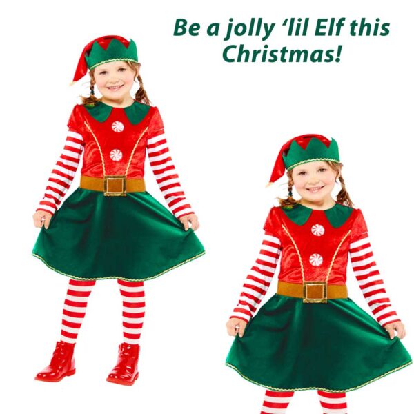 Jolly Lil Elf Child Costume Girls 3-4, 4-6y - Image 2