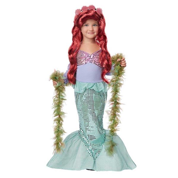 LITTLE MERMAID ARIEL SPARKLE GIRLS CHILD COSTUME WITH SEA SHELL HEADBAND