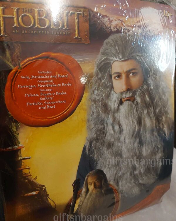 GANDALF WIG MUSH BEARD KIT LORD OF THE RINGS HOBBIT LICENSED ACCESSORY ADULT - Image 2