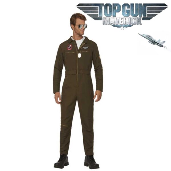 Top Gun Pete Mitchell Maverick Mens Aviator Pilot Flight Uniform Mens Costume S: M/L