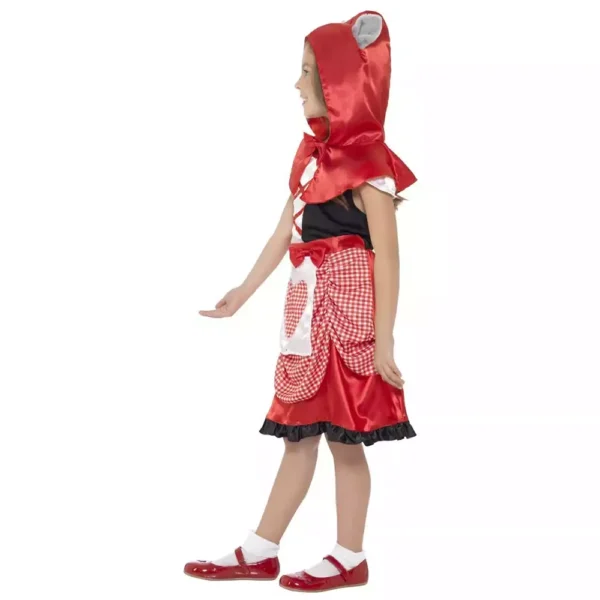 Miss Hood Costume, Girls Story Book Fancy Dress with Wolf Ears & Attached Red Hooded Cape S: Medium - Image 4