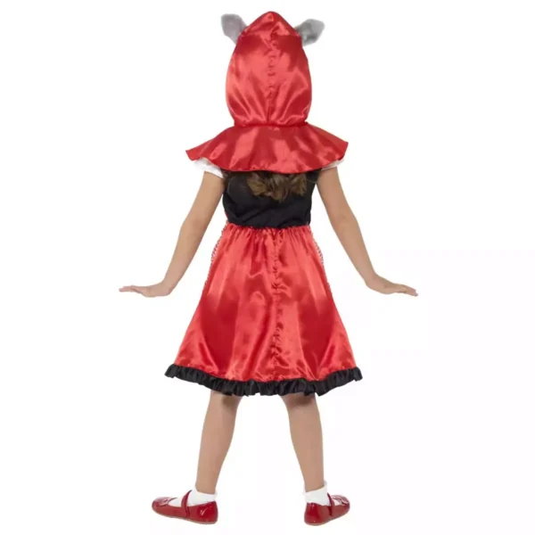 Miss Hood Costume, Girls Story Book Fancy Dress with Wolf Ears & Attached Red Hooded Cape S: Medium - Image 5