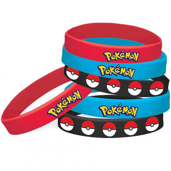 Pokemon Birthday Party Supplies Favours Wristbands/Bracelets 6 Pack