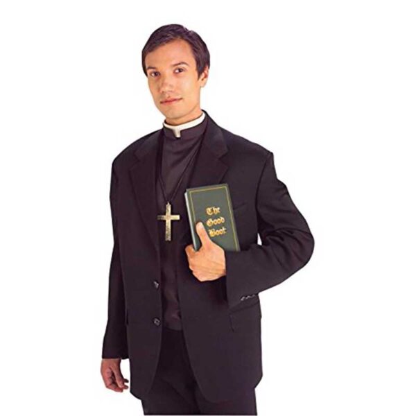 Priest Shirt Front Black with Collar - Adult Men's Costume