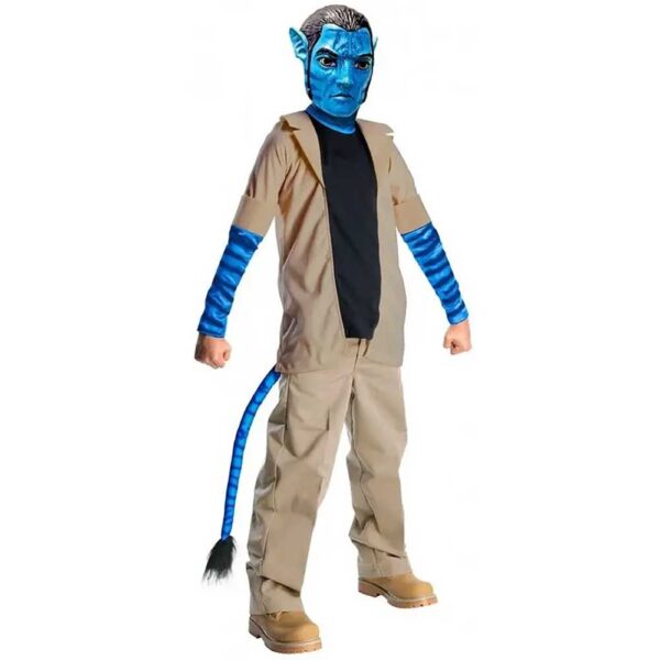 Avatar Deluxe Jake Sully Boys Costume with Mask,Tail Blue Na'vi Fancy Dress